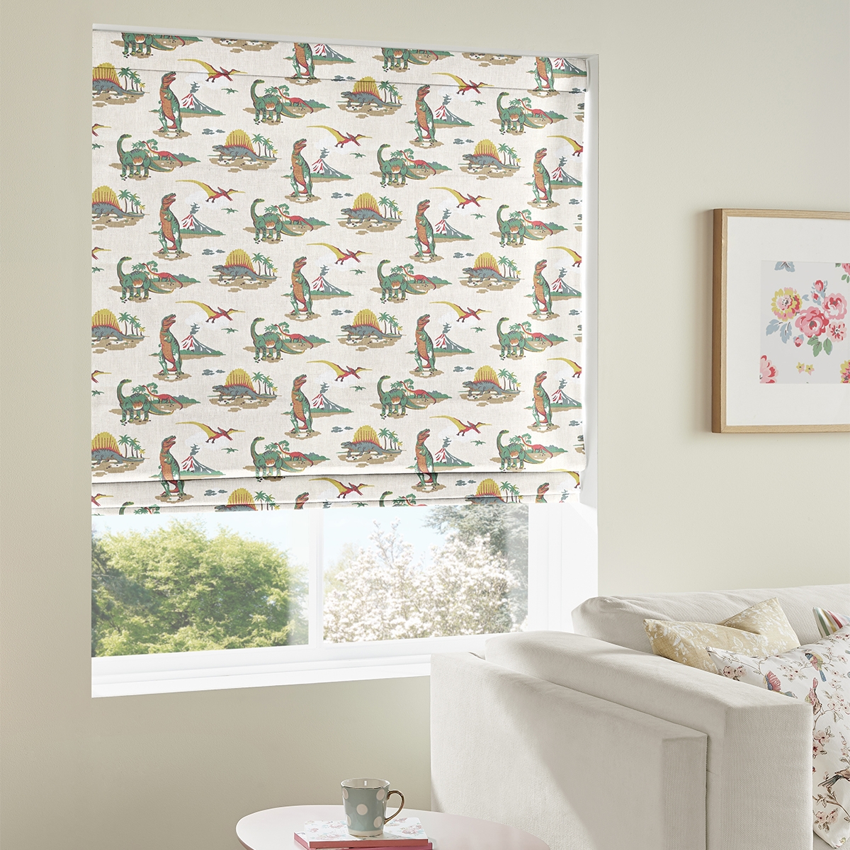 Product photograph of Cath Kidston Dino Multi Roman Blind from Choice Furniture Superstore.